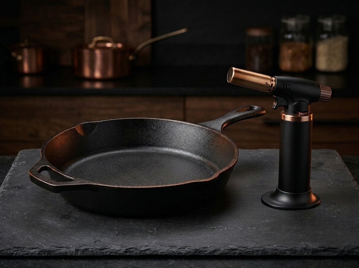 12-Inch Seasoned Cast-Iron Skillet & Culinary Torch
