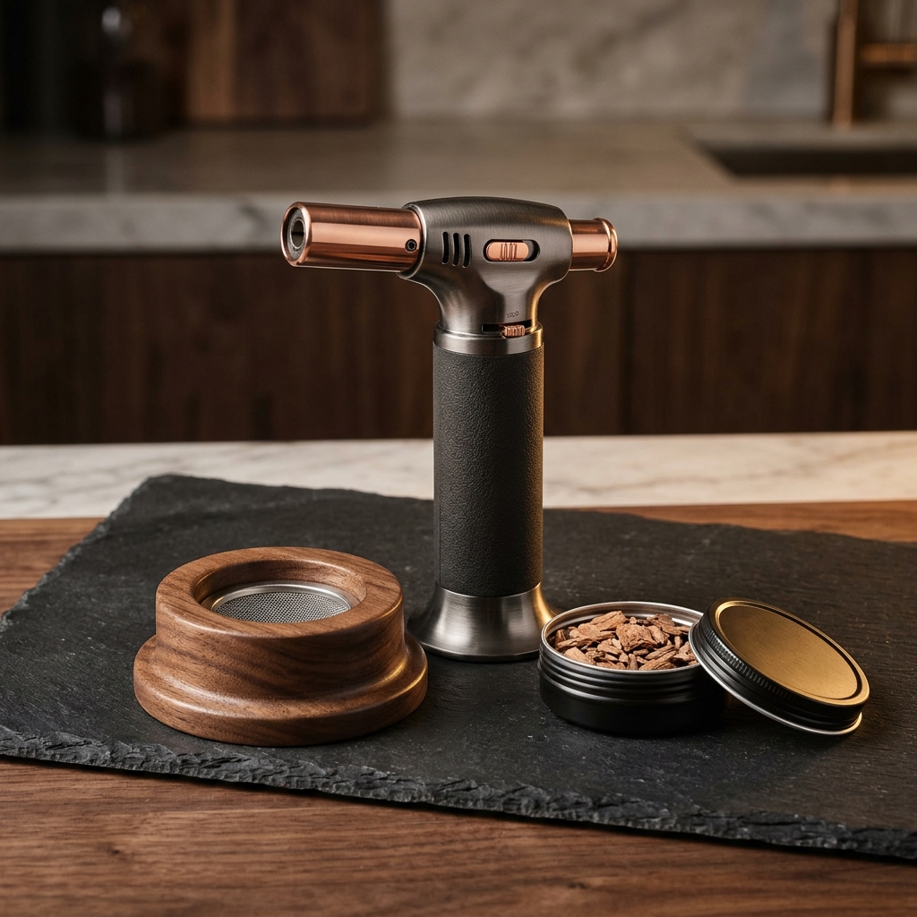Culinary Butane Micro-Torch & Walnut Smoker Kit