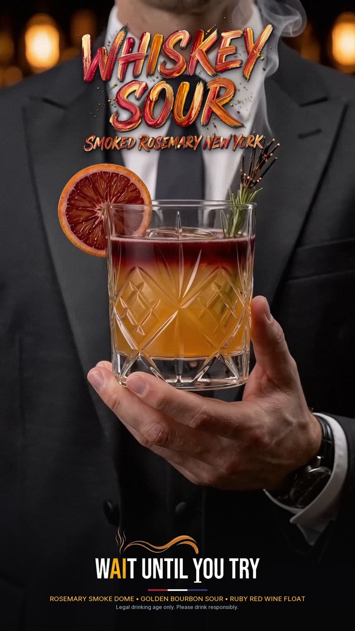 Smoked Rosemary New York Whiskey Sour