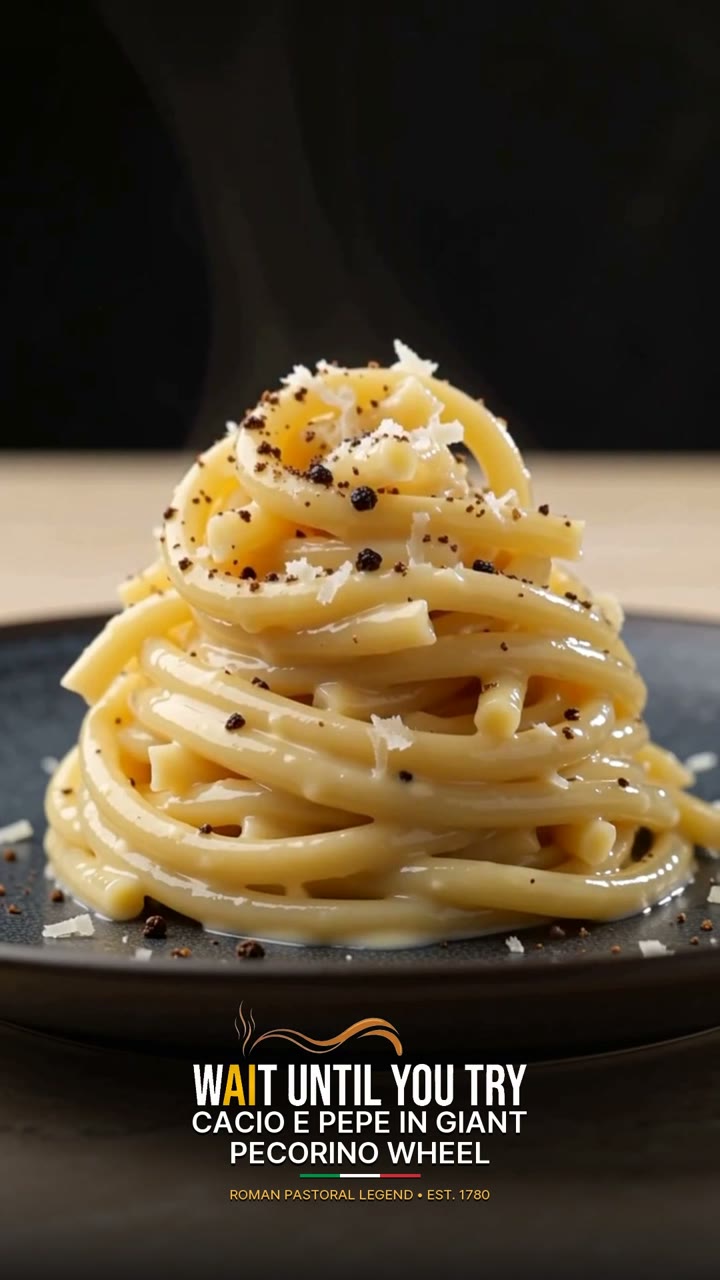 Cacio e Pepe in Giant Pecorino Wheel