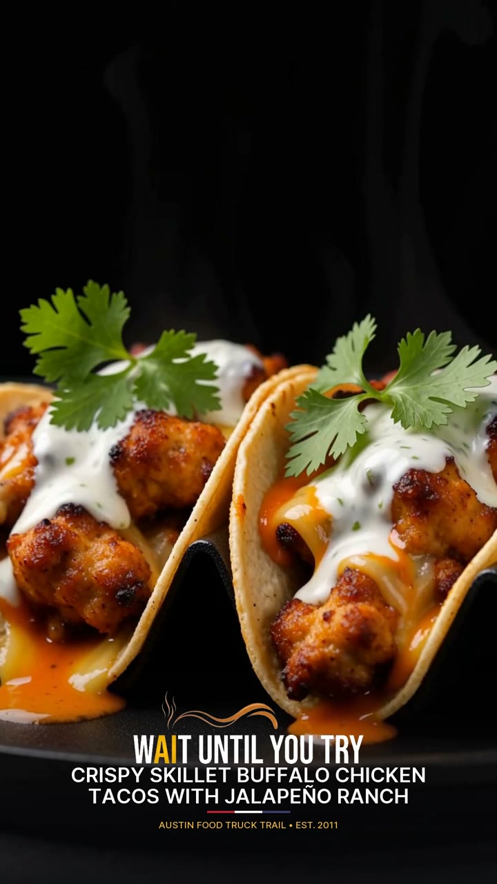 Crispy Skillet Buffalo Chicken Tacos with Jalapeño Ranch