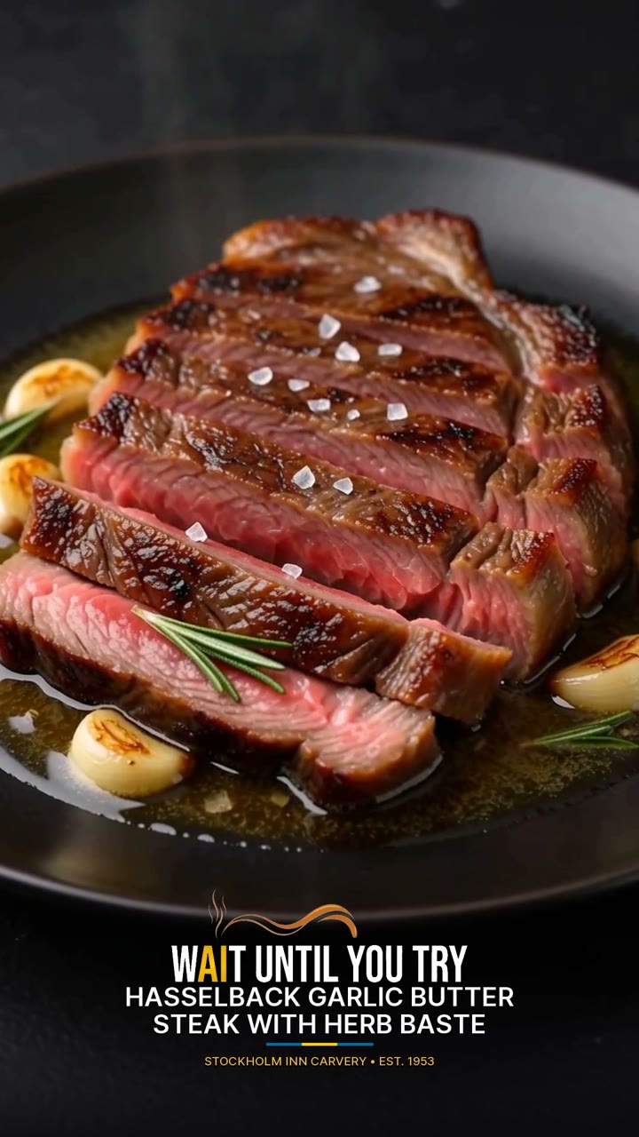 Hasselback Garlic Butter Steak with Herb Baste