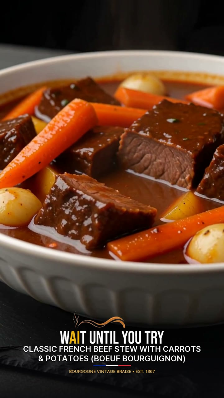 Classic French Beef Stew with Carrots & Potatoes (Boeuf Bourguignon)