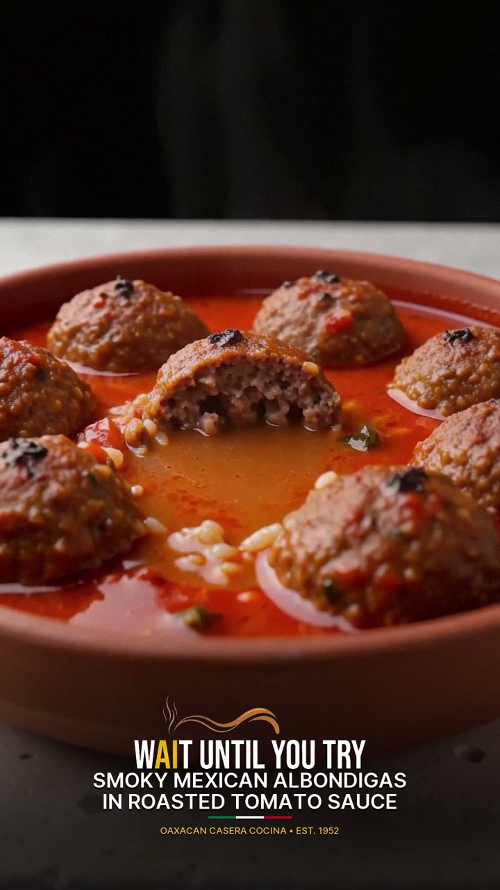 Smoky Mexican Albondigas in Roasted Tomato Sauce