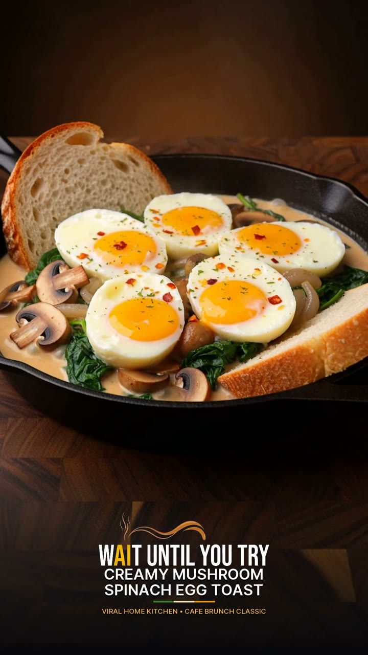 Creamy Mushroom Spinach Egg Toast
