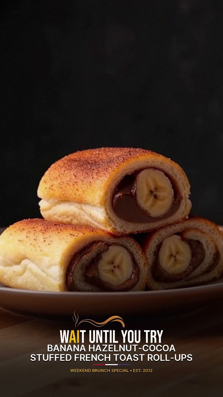 Banana Hazelnut-Cocoa Stuffed French Toast Roll-Ups