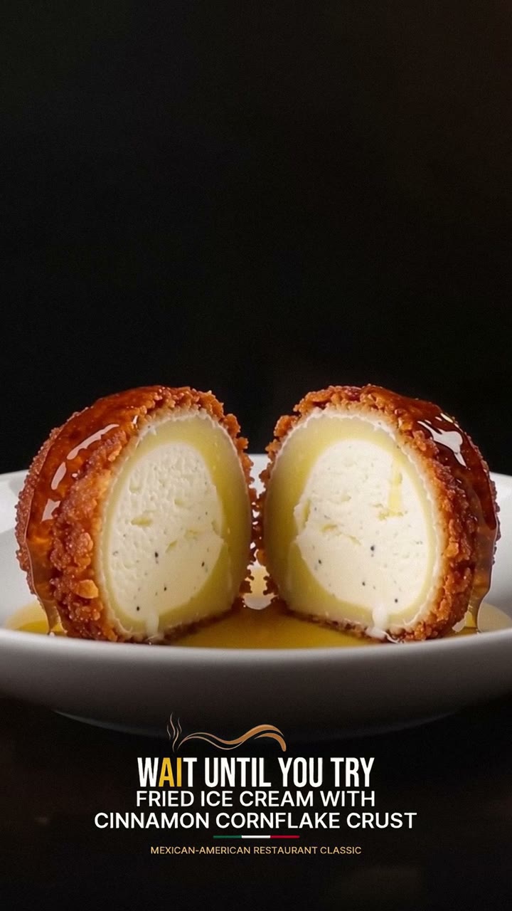 Fried Ice Cream with Cinnamon Cornflake Crust