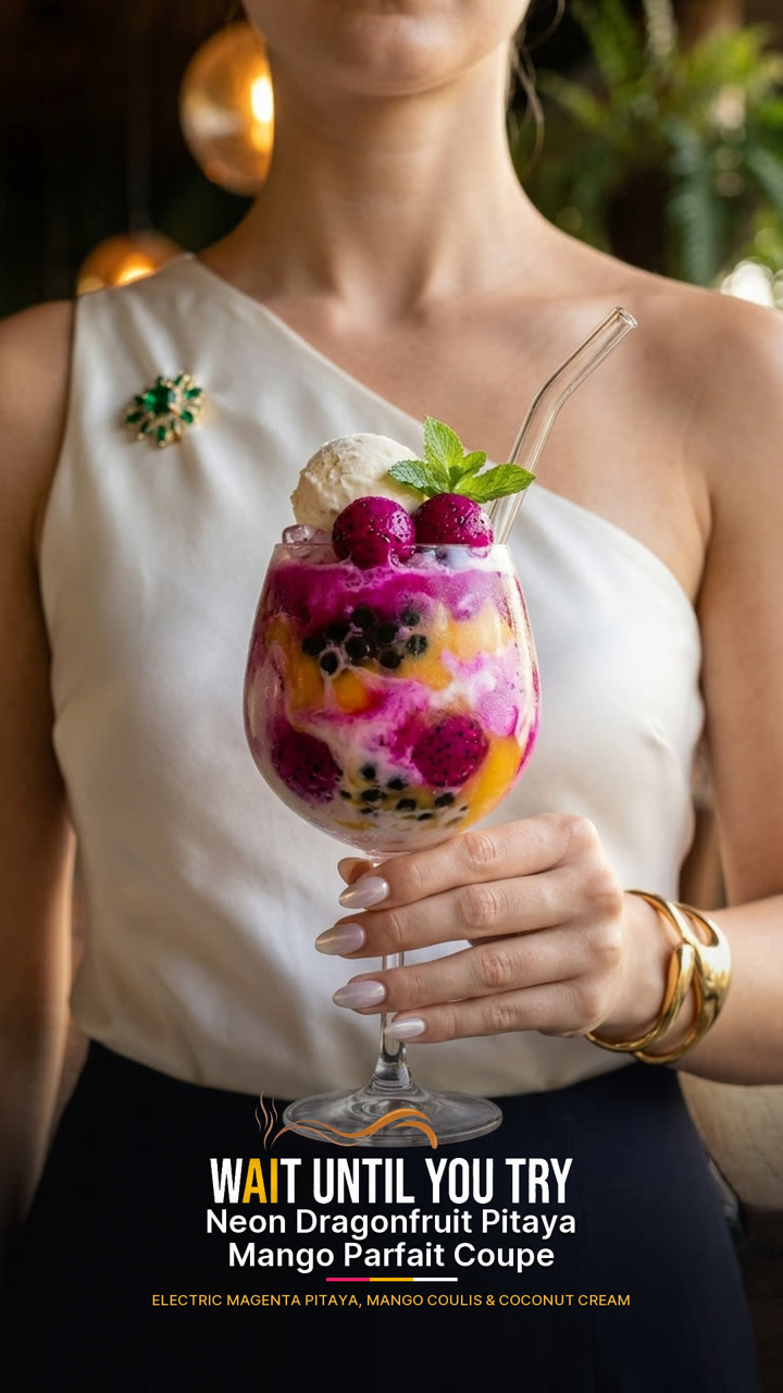 Neon Dragonfruit Pitaya Mango Parfait Coupe