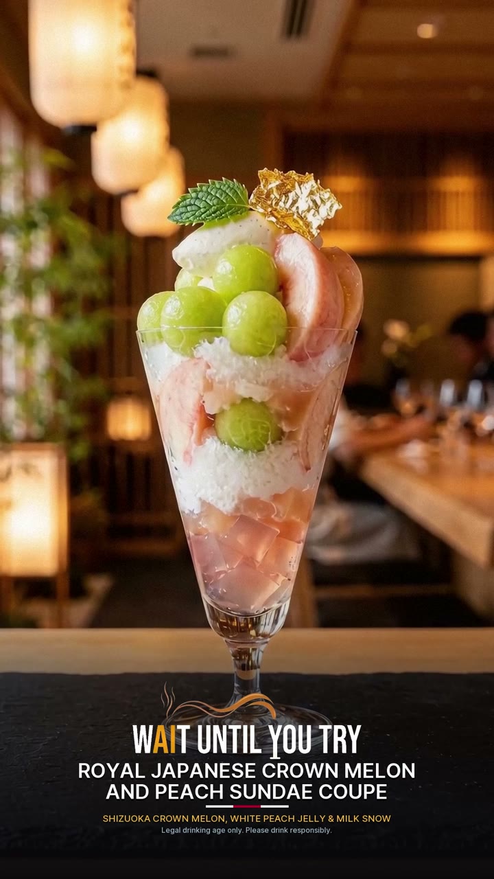 Royal Japanese Crown Melon and Peach Sundae Coupe