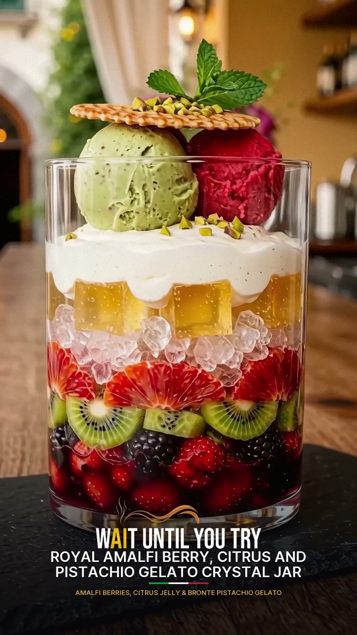 Royal Amalfi Berry, Citrus and Pistachio Gelato Crystal Jar
