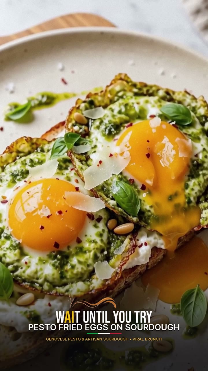 Pesto Fried Eggs on Sourdough