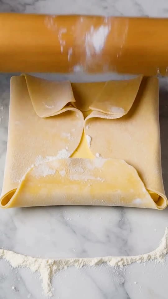 Step 2: Condition & Lock In the Beurre de Tourage: Pound and roll 250g cold 84%-fat European dry butter between two sheets of pa