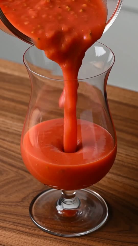 Step 5: Swirl the Strawberry Coulis Inside the Chilled Glasses: Remove the frosted hurricane glasses from the freezer