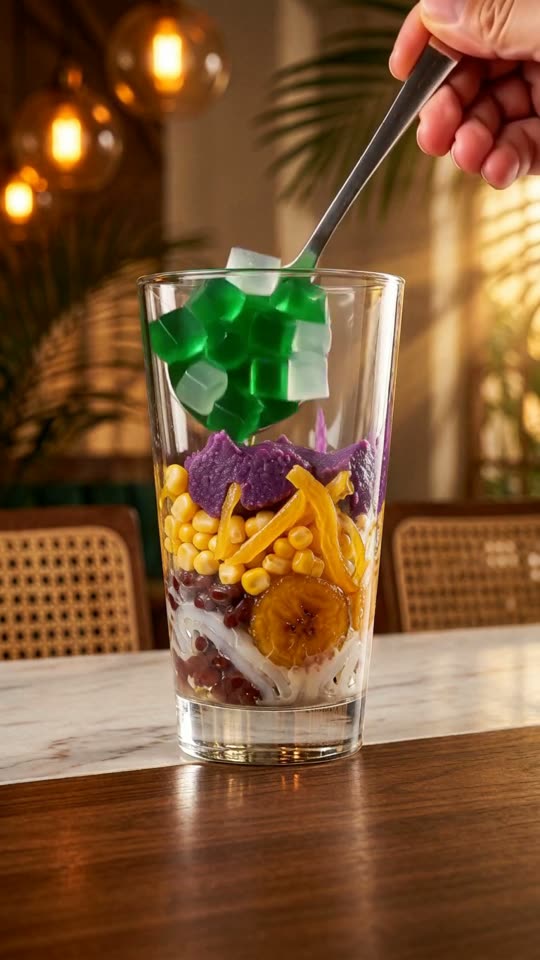 Step 3: Layer the Sweetened Preserves at the Base: Chill two tall 450ml footed sundae glasses in the freezer for 15 minutes